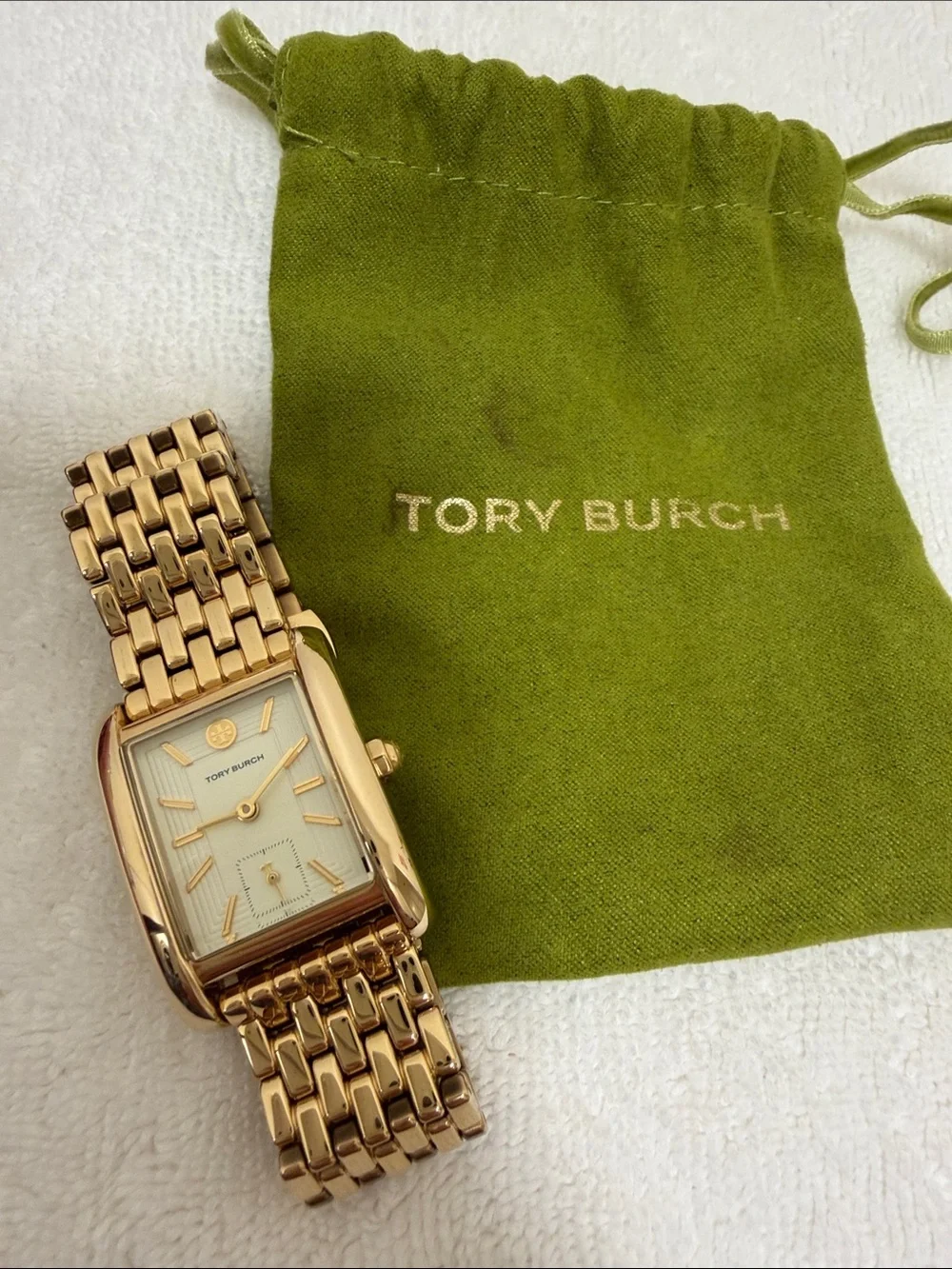 Tory Burch Rose Gold-Tone Rectangular Bracelet Watch